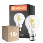 Voordeelpak 10x Ledvance Classic Performance LED Lamp B22d Peer Filament Helder 4W 470lm - 827 Zeer Warm Wit | Vervangt 40W