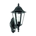 Eglo Wandlamp Navedo Aluminium Zwart | IP44 - Geschikt voor 1x E27 - Bewegingssensor